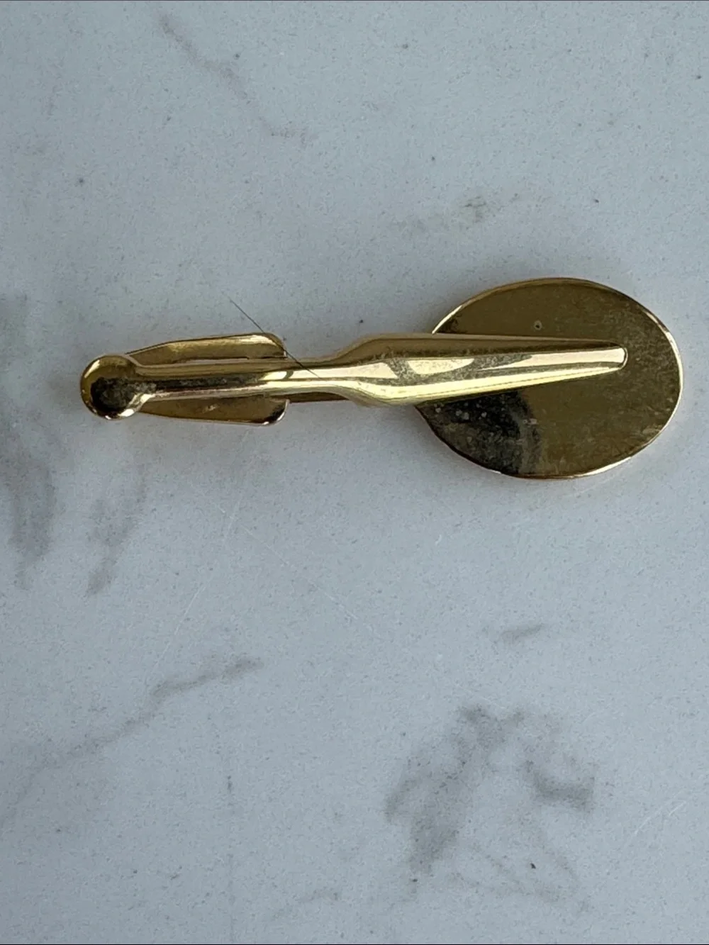Vintage Gold Tone novelty Tennis Racket Tie Bar Clip